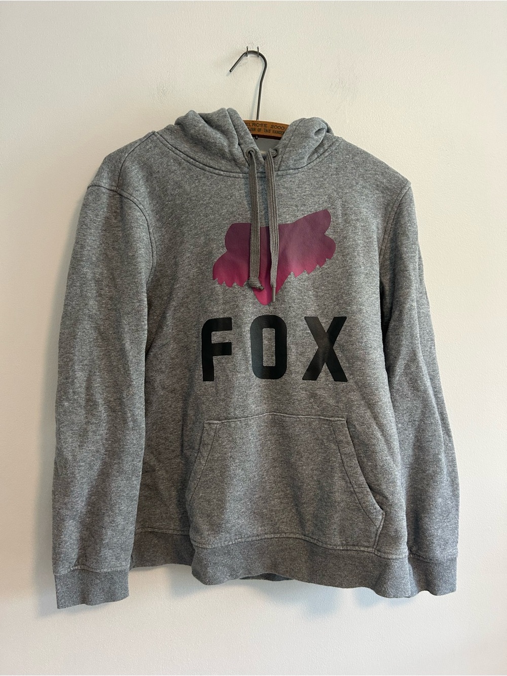 Fox racing women’s large Grey Hoodie with Pink & black Fox Head Logo
